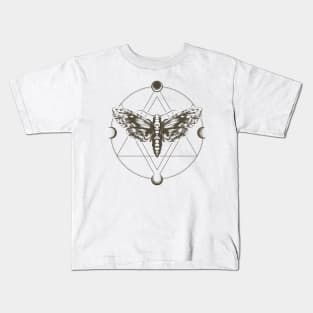 Moth Dead Head and circle of a phase of the moon. Kids T-Shirt